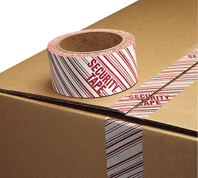 6 Rolls Printed Tape "Security Tape" 2"W x 165' 
