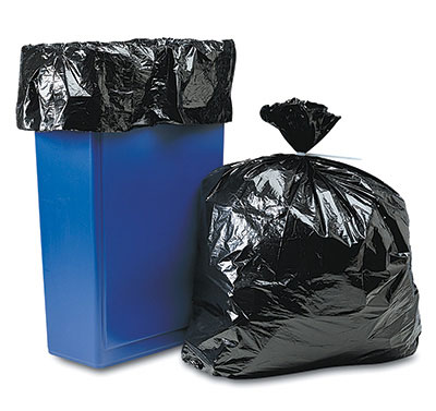 Black Clean Up Plastic Trash Bags  Low-Density Gusseted Bags – PlasticMill