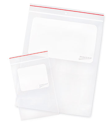 Minigrip® Red Line™ 2 x 3 Recyclable Bags with Write-on White